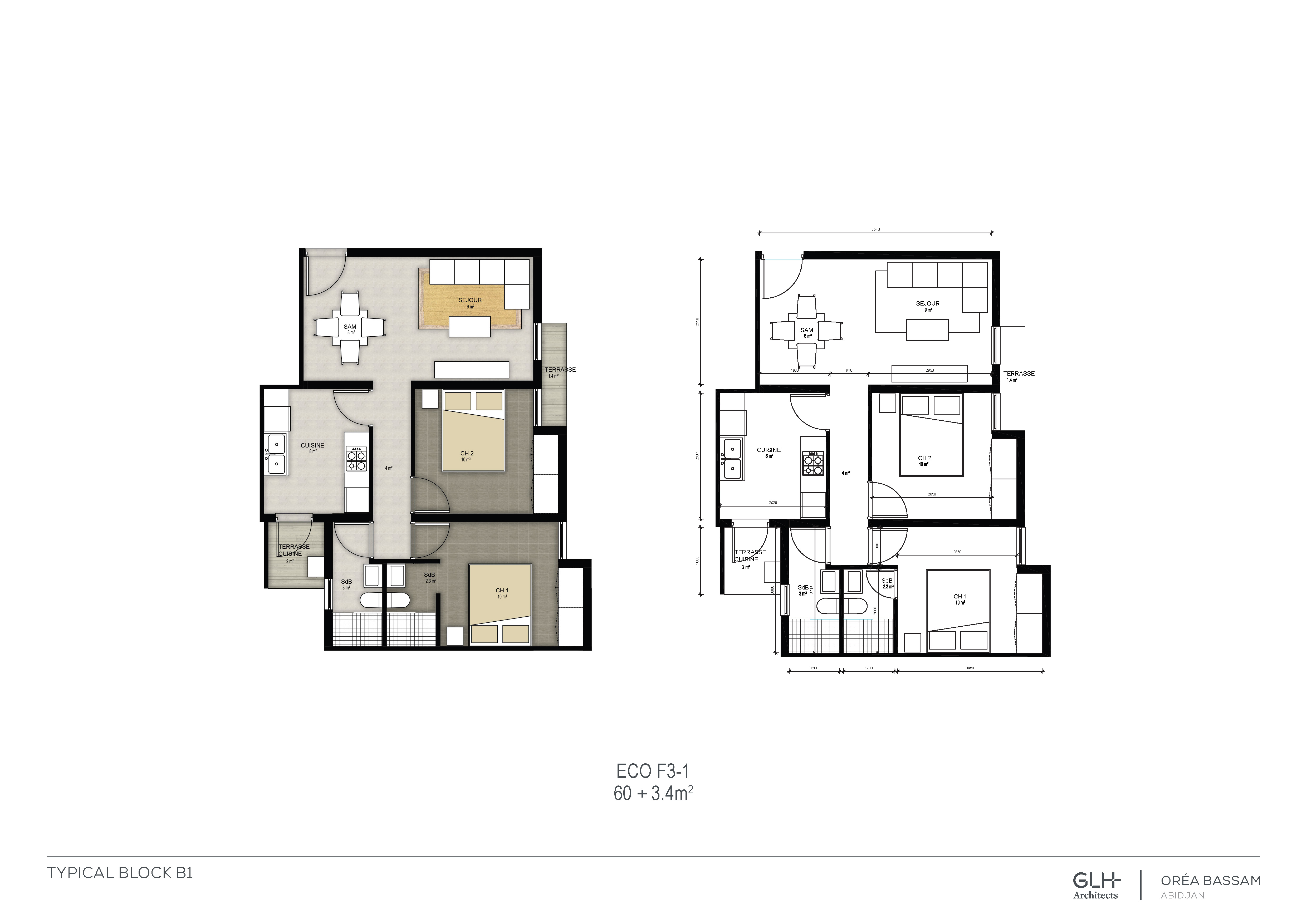 Appartement économique (2 chambres + salon)