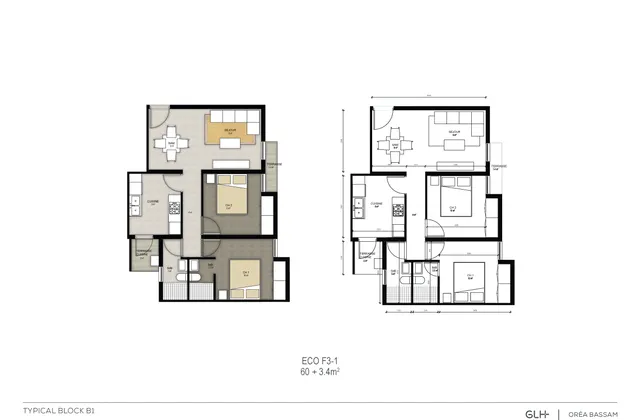 Appartement économique (2 chambres + salon)