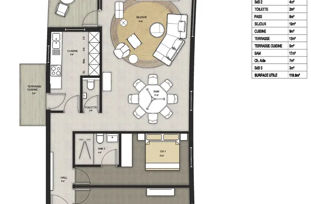 Appartement Haut Standing (2 chambres + salon)