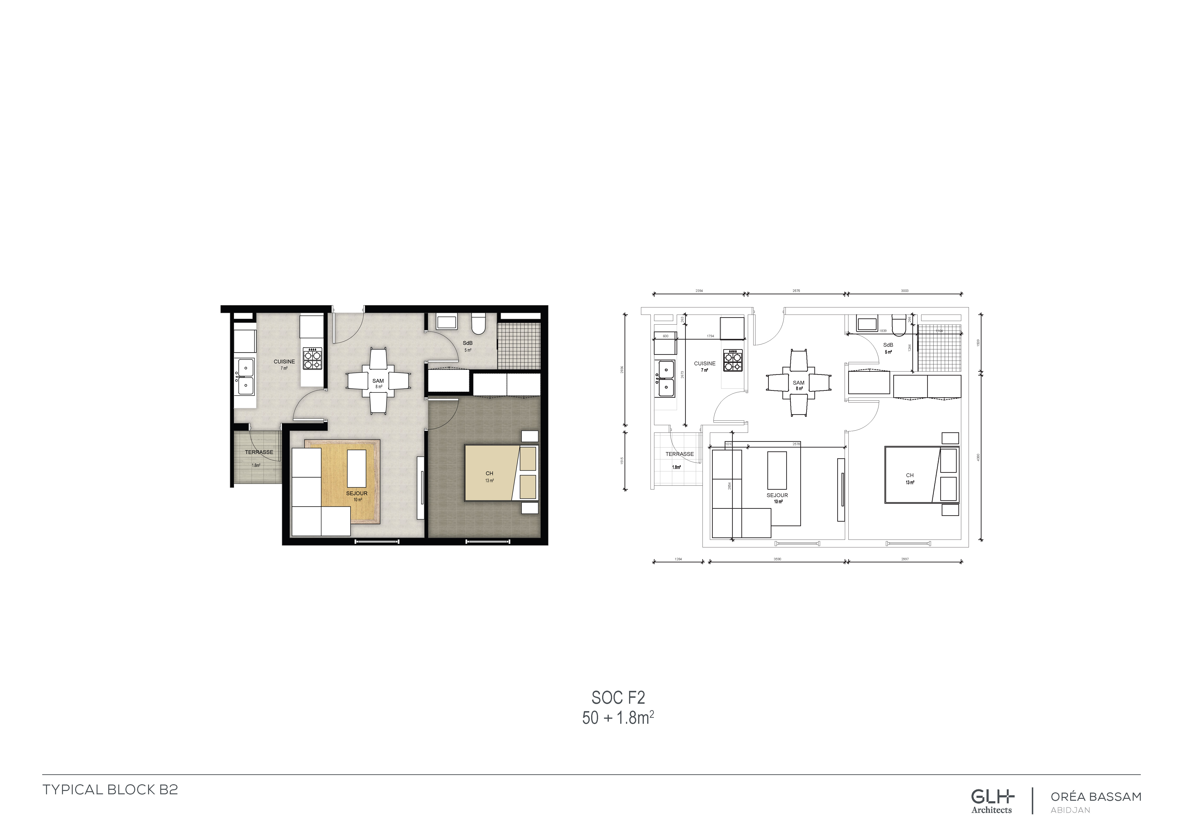 Appartement socio économique (chambre + salon)
