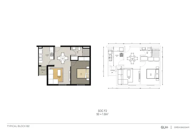 Appartement socio économique (chambre + salon)
